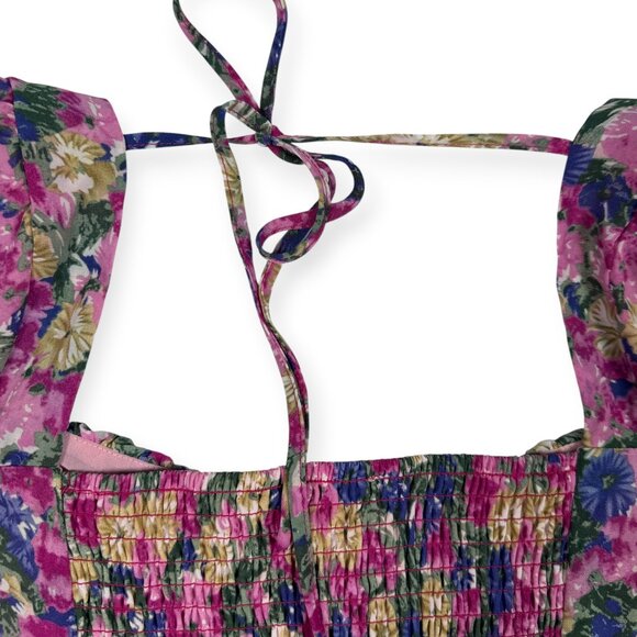 NWOT ASTR The Label Floral Bustier Puff Sleeve Peplum Top - Picture 4 of 8